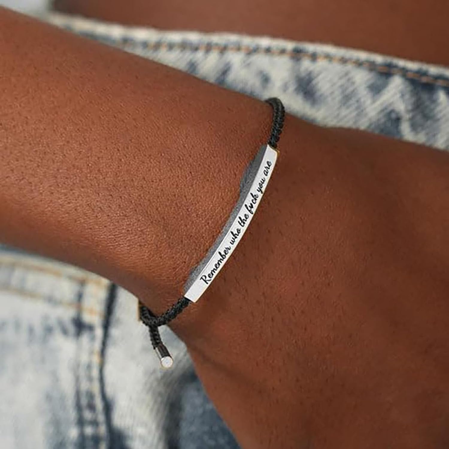 Let Them Tube Bracelet for Women, Self Worth Motivation Bracelet Adjustable Braided Rope Handmade Engraved Bracelet Stainless Steel To My Daughter Inspirational Jewelry Gifts for Women Best Friend - Image 3