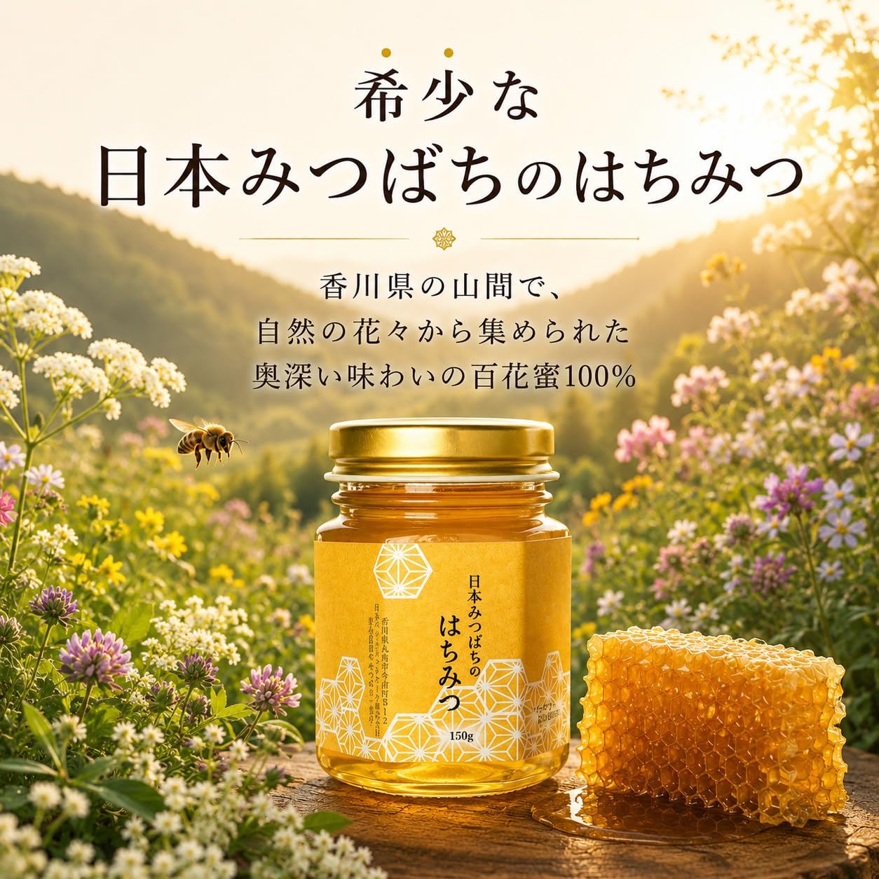 Amazon | 国産 日本みつばちのはちみつ 150g 非加熱 百花蜂蜜 | 香川