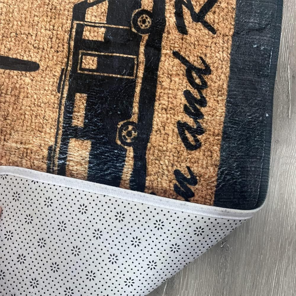 Personalized Happy Campers RV Doormat - Custom Family Name Camping Door Mat Accessories for Inside Outside Campsite Decorations Travel Trailers Funny Gift Welcome Motorhome Rugs Decor, X-Large