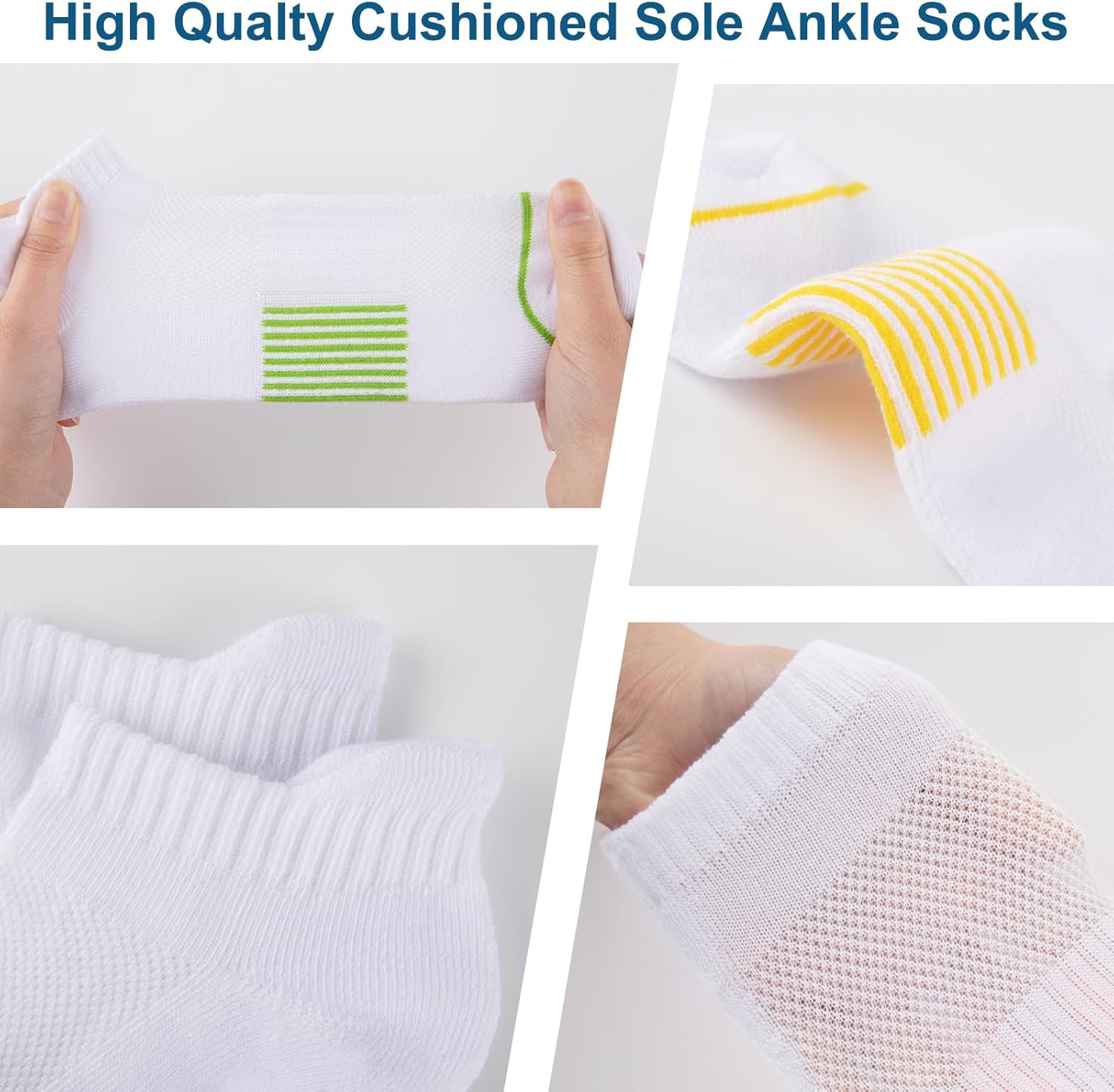 Heatuff 7 Pairs Womens Ankle Socks Athletic Cushioned Anti-Blister Running Low Cut Socks with Tab - Image 7