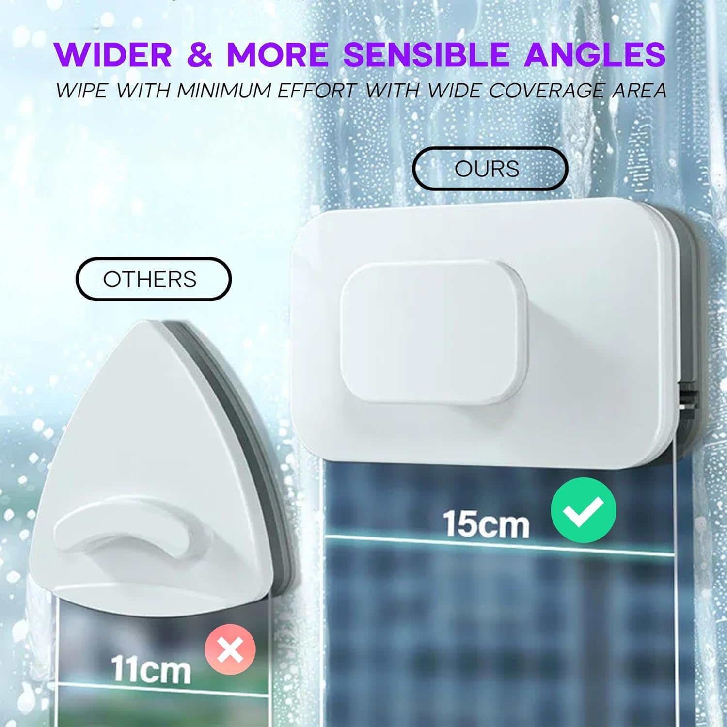 Amella E-Kitchen Window Cleaning Brush 2 Sides | Magnetic Window Cleaner | Glass Cleaner Magnetic | Cleaning Tools for Home Cleaning Products for House, Building, Office, and Shower Windows 4