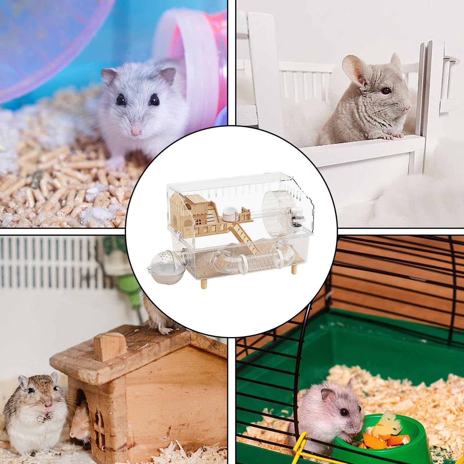 Jaula de Hámster de Acrílico Hábitat Acrílico para Pequeñas Mascotas | Jaula para Hurón Hámster, Chinchilla, Erizo y Animales Pequeños