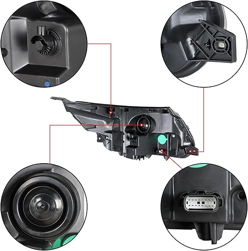 Miniatura 5 de munirater Paquete de 1 conjunto de faros delanteros con bisel negro DRL para el lado del conductor para Explorer 2016-2018