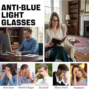 2 Pcs Blue Light Filter Glasses, Fashion Glasses for Men and Women with Stylish Metal Details, Blue Light Filter Comfortable Lightweight Frame for Daily Casual and Office Computer Use