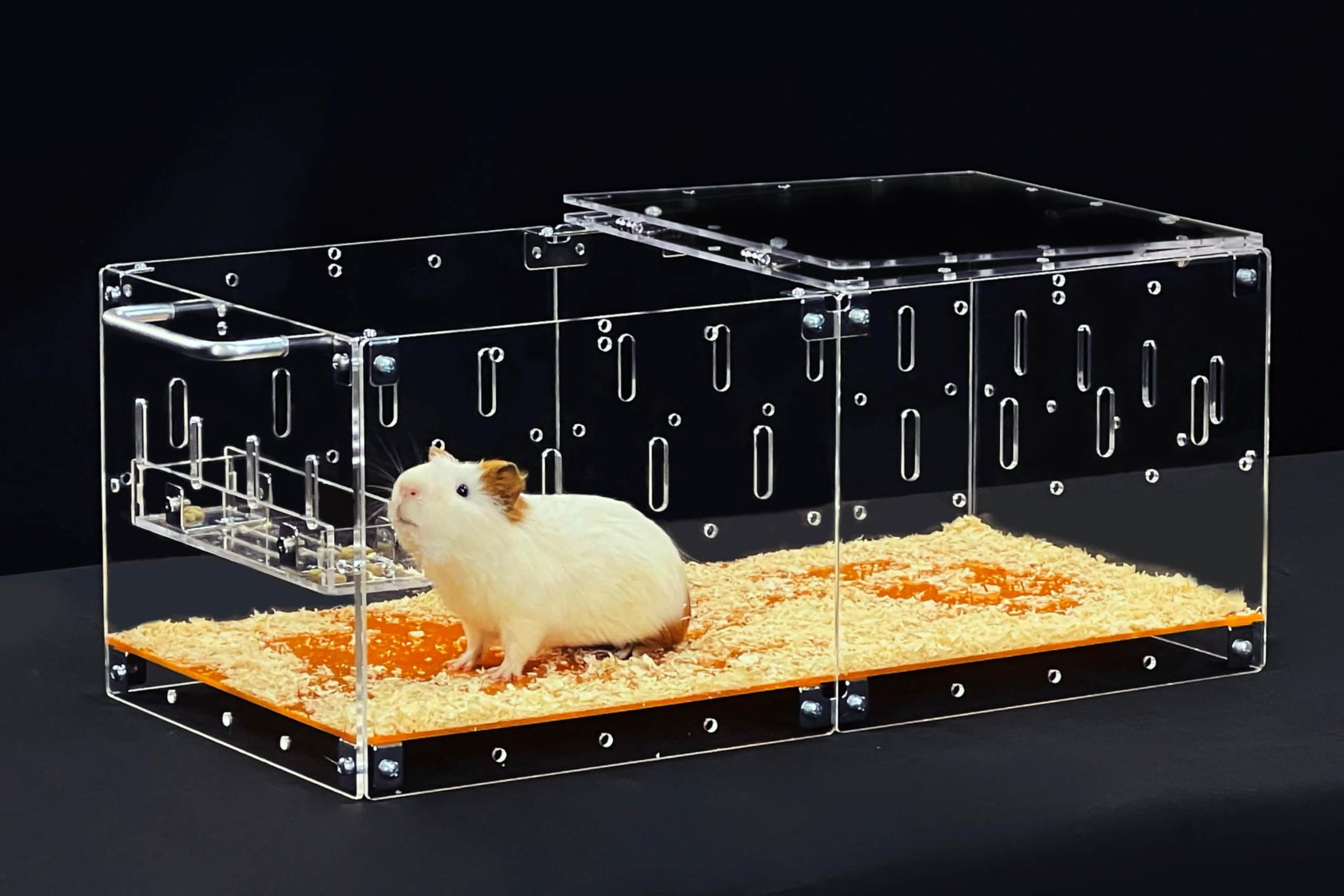 GuineaLoft™ Acrylic Cage (Modell-P2) – Kleiner 60x30cm geschlossener Käfig mit Deckel und Boden für EIN einzelnes Meerschweinchen oder Hamster verbindbar DIY erweiterbar