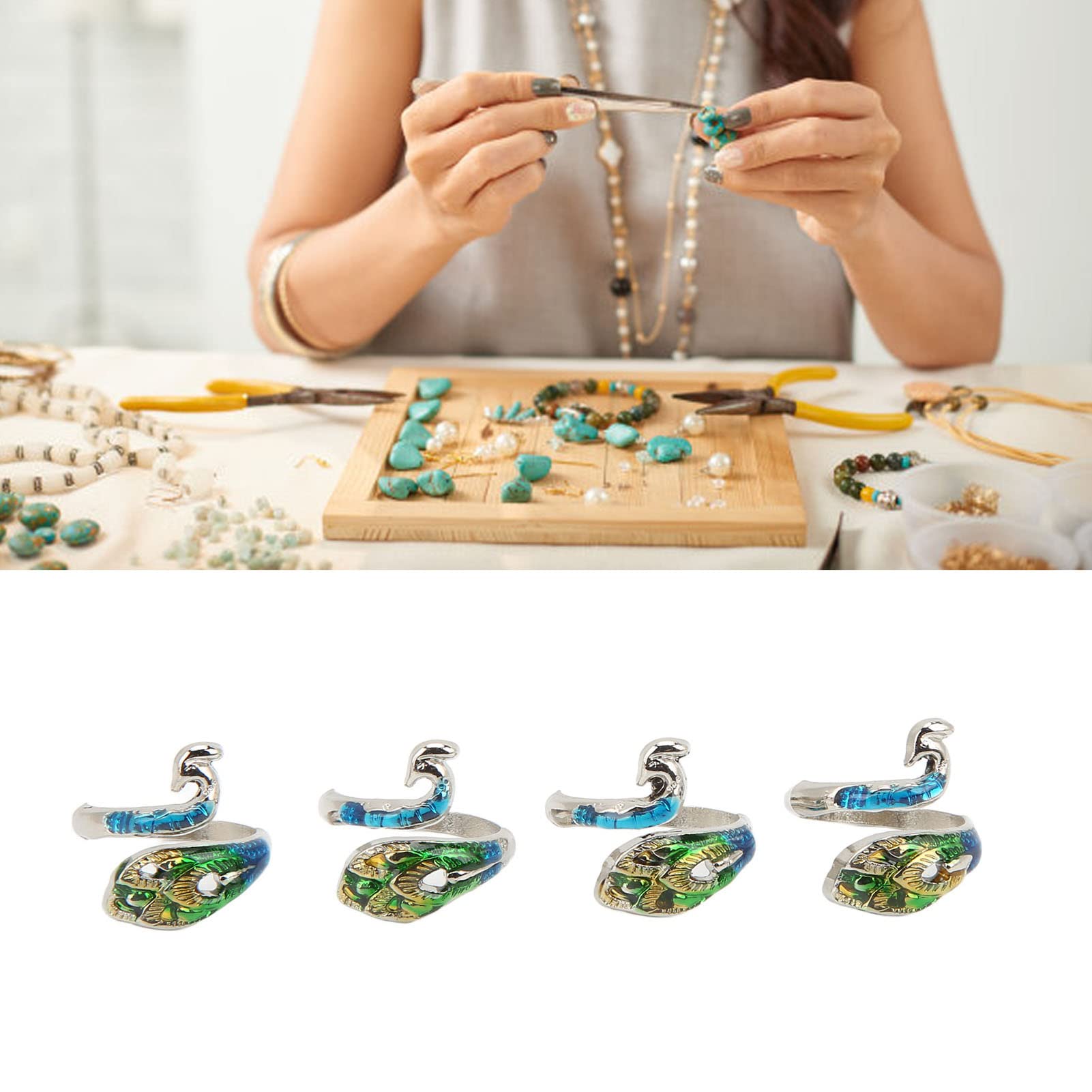 Knitting Rings, Adjustable Design Crochet Loop Rings Stainless Steel Peacock Shape for DIY Jewelry Accessories?