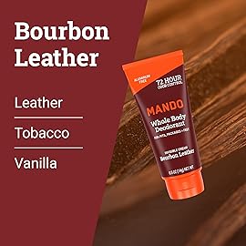 Mando Whole Body Deodorant - Mini Travel Size Invisible Cream Tube - 72 Hour Odor Control - Aluminum and Baking Soda Free, Skin Safe - .5 oz (Pack of 2) (Bourbon Leather)