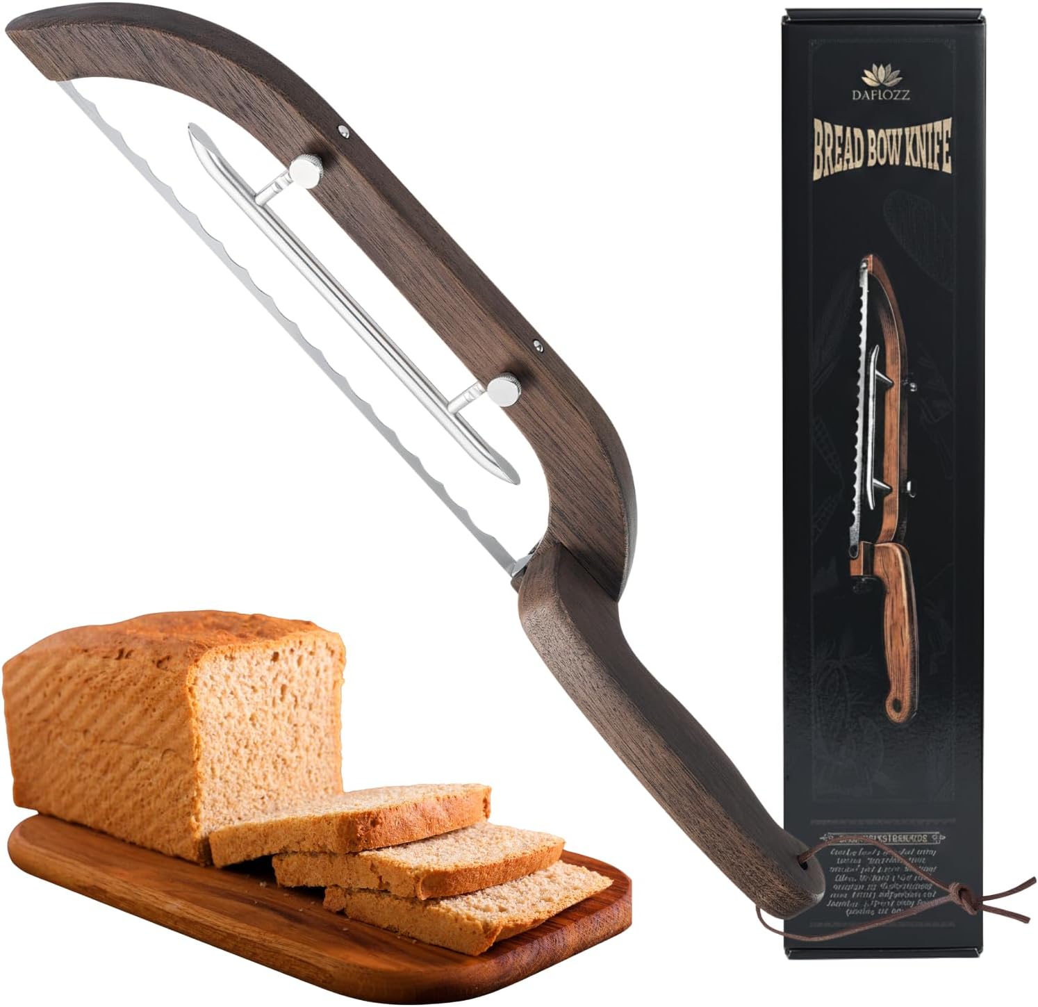Adjustable Bread Knife: Premium Wood, Tool-Free Blade & Multi-Thickness Cutter