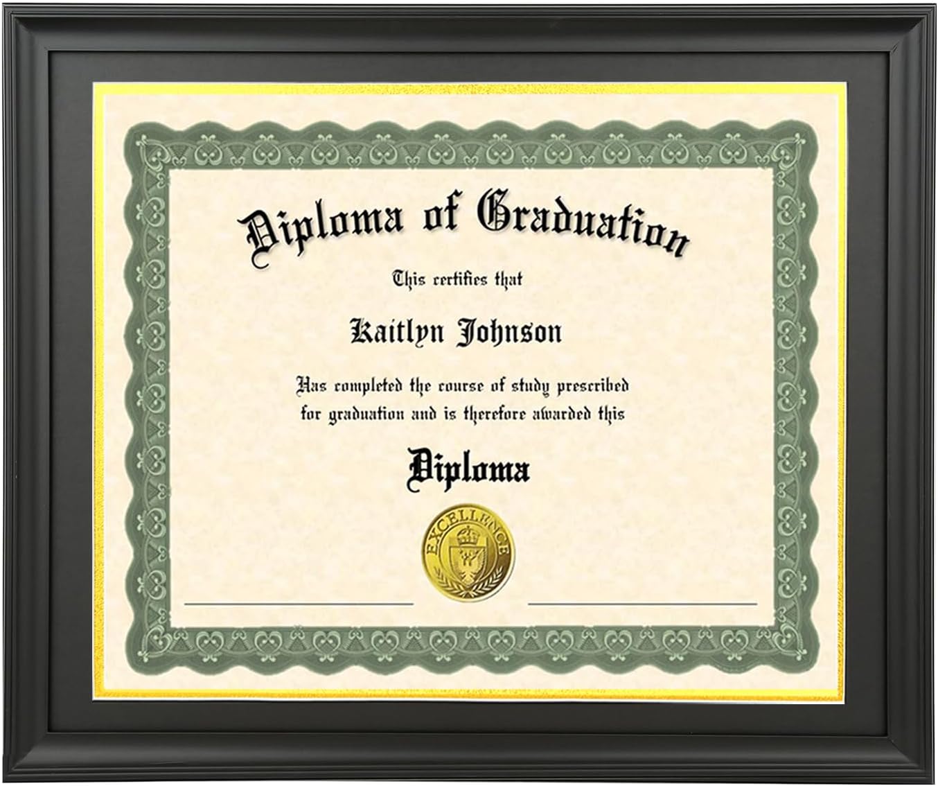 LTYHHK 16x20.5 Diploma Frame Solid Wood Black, Displays16x20.5 Diplomas with Black Over Gold Mat or 18x22 Inch Without Mat 16x20.5 Diploma Frame16x20.5 inch Certificate Frames (L23B1822BG1620.5)