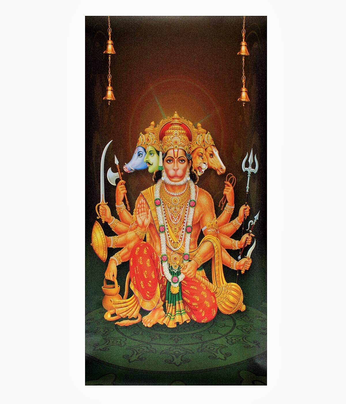 Sticker Hanuman Panchmukhi au fini scintillant vinyle de qualite superieure 50x40