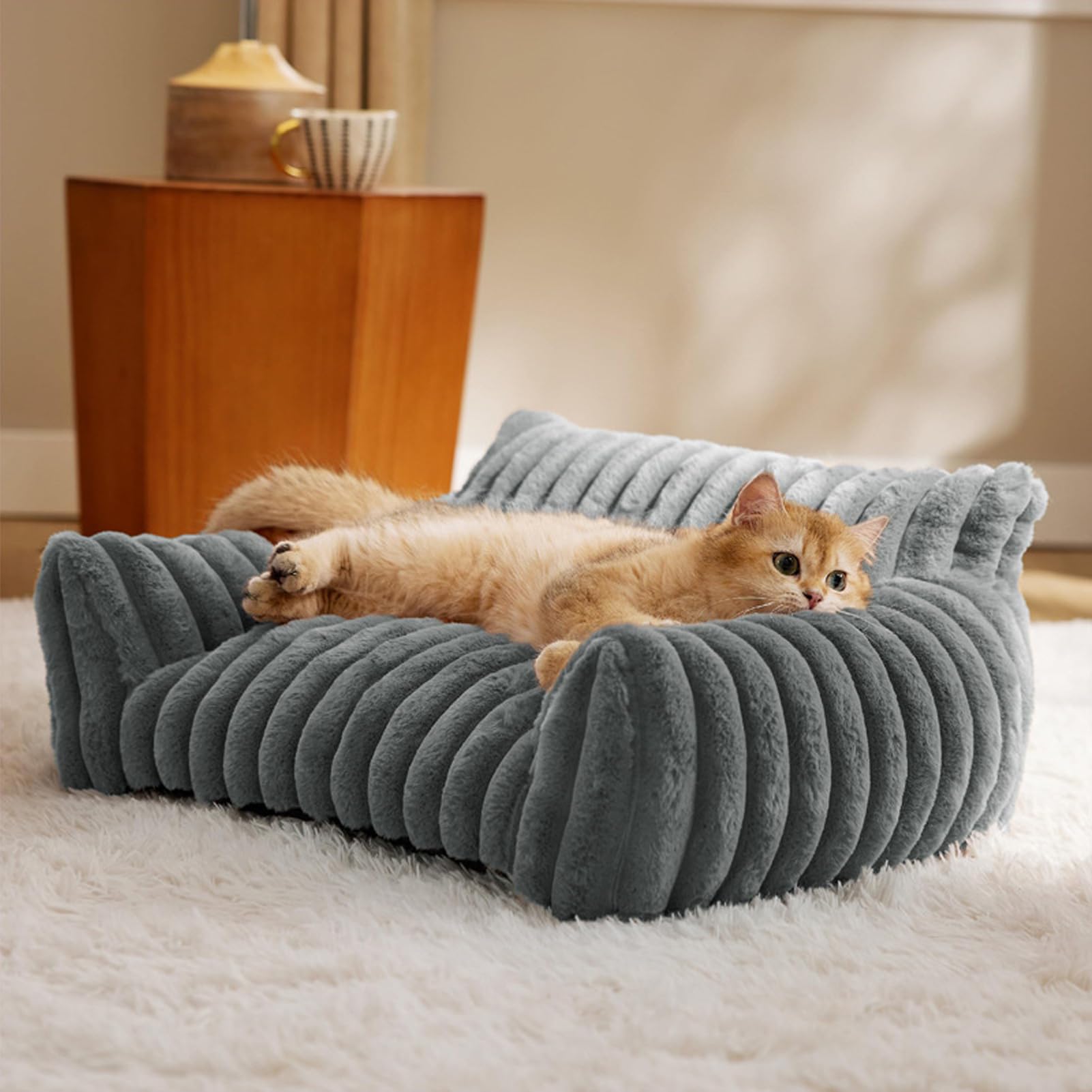 Sofas Bett für Haustiere, Sofa für Haustiere, für den Innenbereich, erhöht, flauschig, für Katzen und Hunde, für den Innen- und Außenbereich, Reisen, Apartment, Auto, Hof