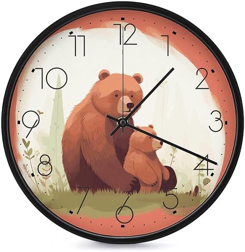 10 Inch Bear Hug Round Wall Clock Easy to Read Digital Wall Clock Silent Non tick Decorative Wall Clock for 10 Inch Bear Hug Round Wall Clock Easy to Read Digital Wall Clock Silent Non-tick Decorative Wall Clock for Kitchen Living Room Office Bedroom Bathroom