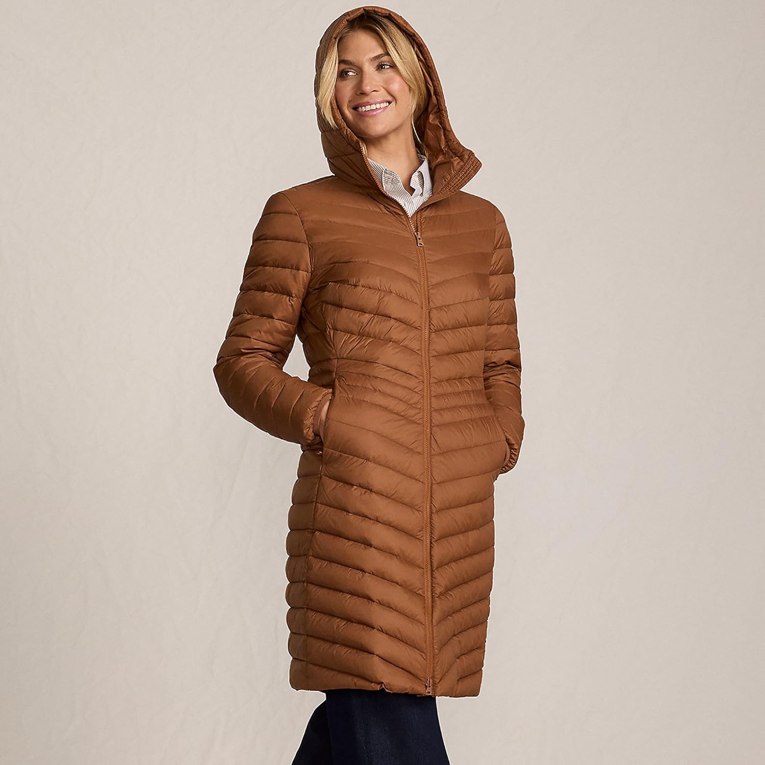 Lands' End Women's Ultralight Packable Long Down Coat - Image 3