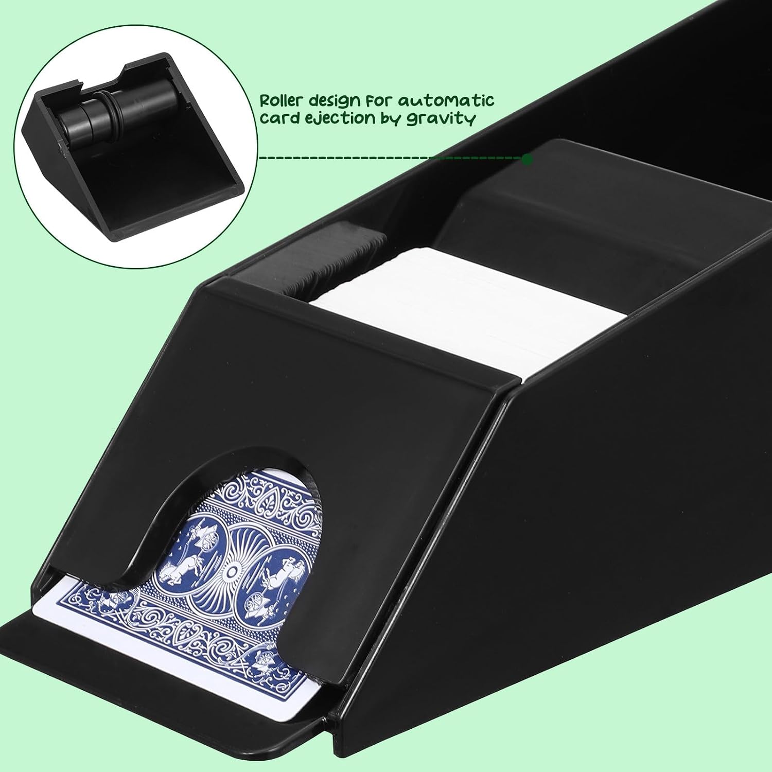 Sewroro Acrylic Card Dealer Shoe Portable Blackjack Card Shoe Household Accessory for Blackjack and Multi- Games, Fits 6 Decks, Black