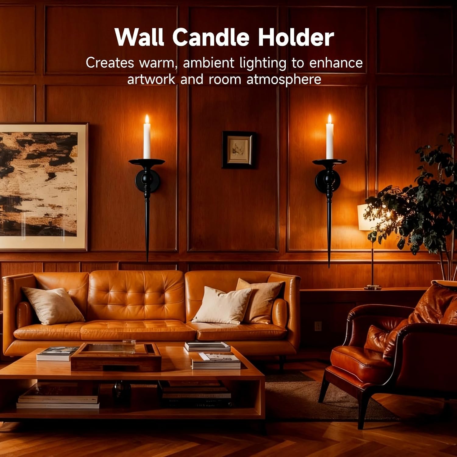 2 Pcs Candle Sconces Wall Decor Set, Black Gothic Wall Candle Holder, Iron European Style Candle Holder, 24 x 5.5 x 5.5 in