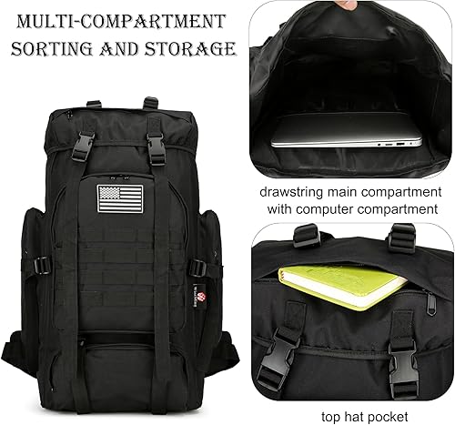 Miniatura 5 de W WINTMING Mochila de senderismo 45L Mochila de camping Mochila militar Molle para viajes al aire libre, jaspeado, rosado, (Rose Camo), Mochilas de