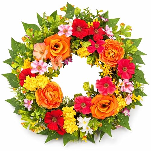 zjlmit 20 Inch Spring Wreath for Front Door, Artificial Silk