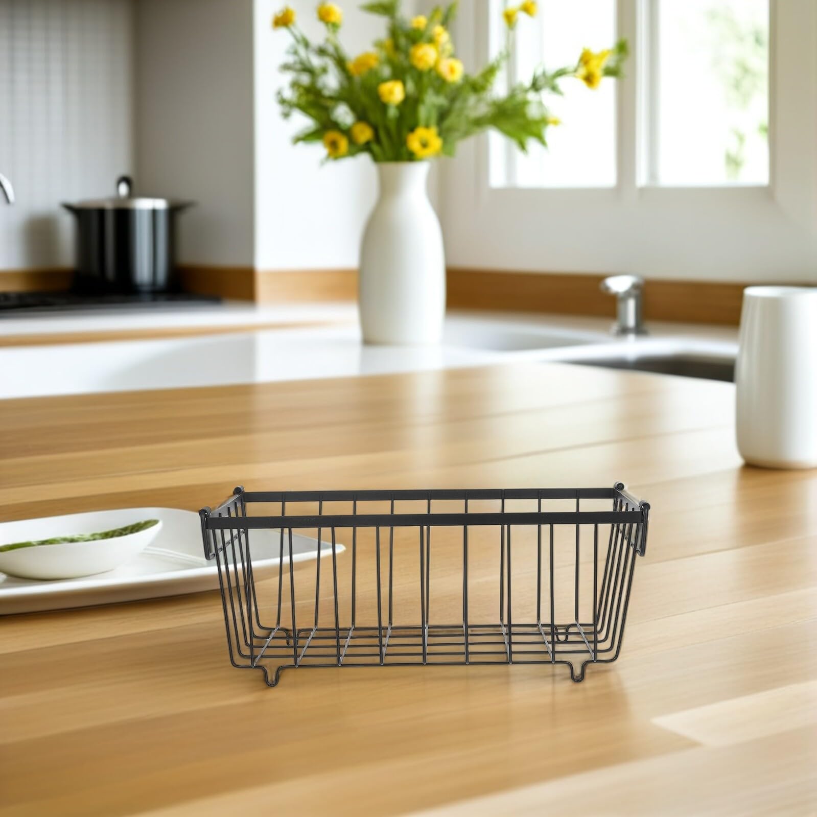 Cestelli in Filo per Congelatore a Pozzetto 4 Pezzi in Ferro Nero | Impugnature Ergonomiche, Fit Versatile, Ottimizzazione dello Spazio, Uso per Alimenti