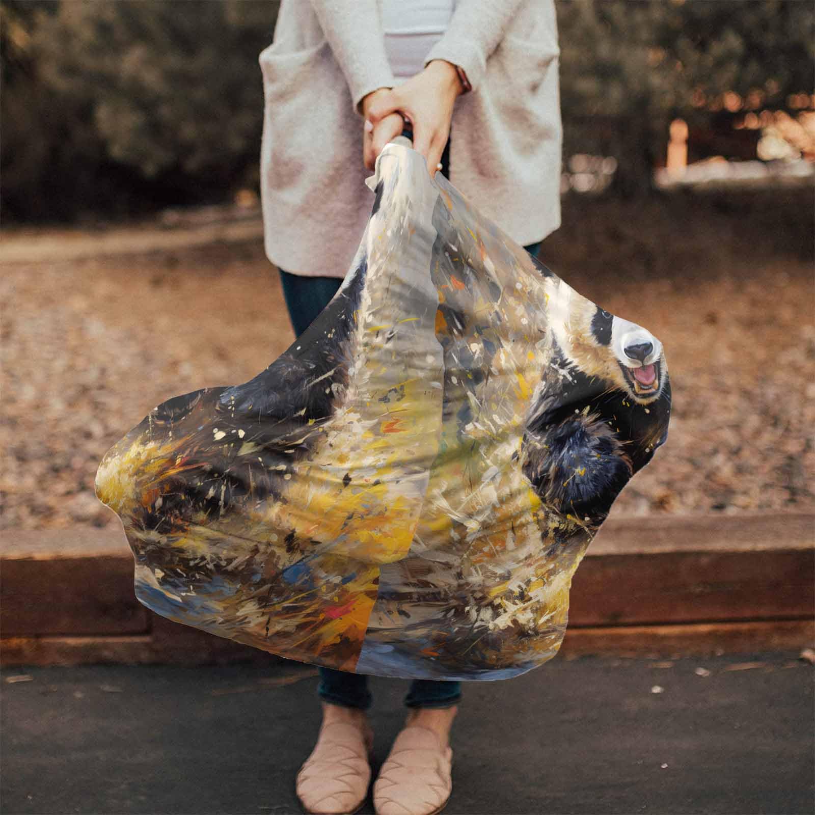 Nursing Cover for Breastfeeding Scarf, Oil Painting Vintage Panda Baby Car Covers Super Soft Multi Use for Canopy Shopping Cart Cover Blanket Stroller Cover