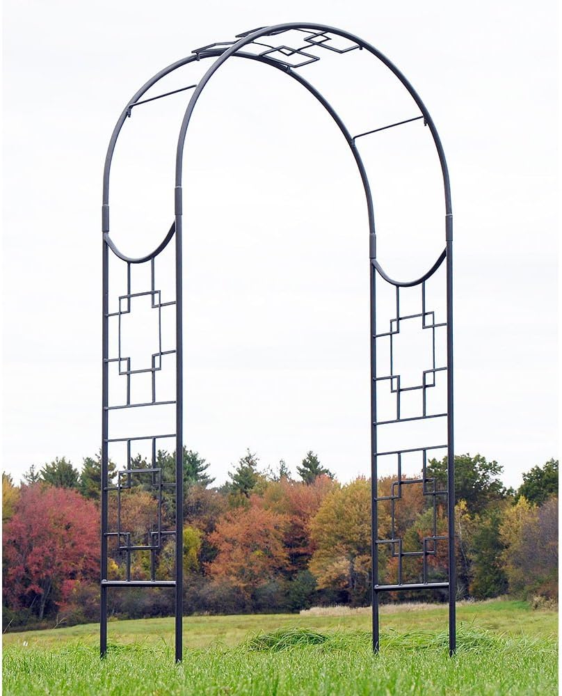 Achla Designs ARB-25 Square-On-Squares Arbor Garden Arch, Graphite