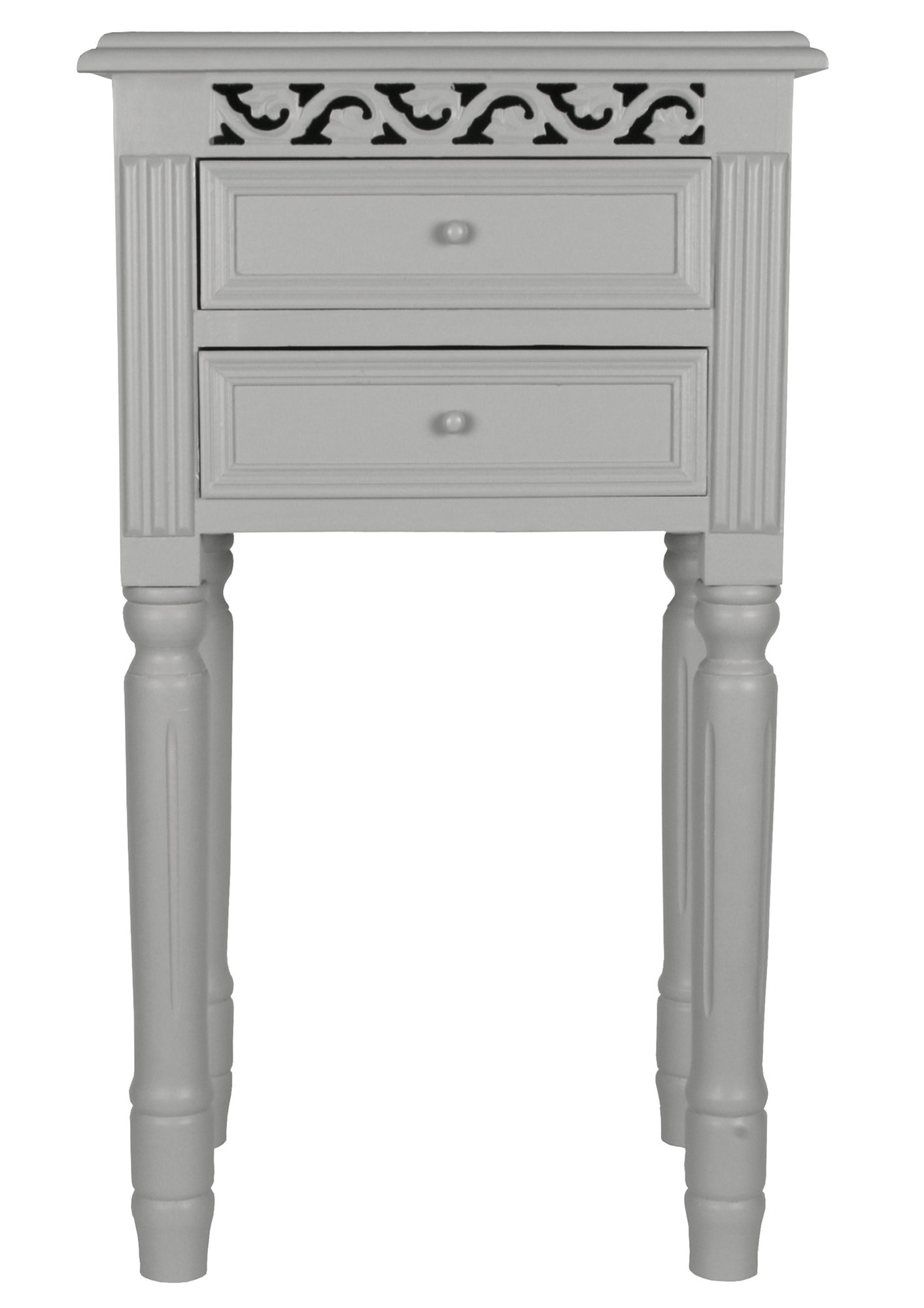 Sylvester Oxford Ltd Pretty Grey Bedside Table with Drawers.