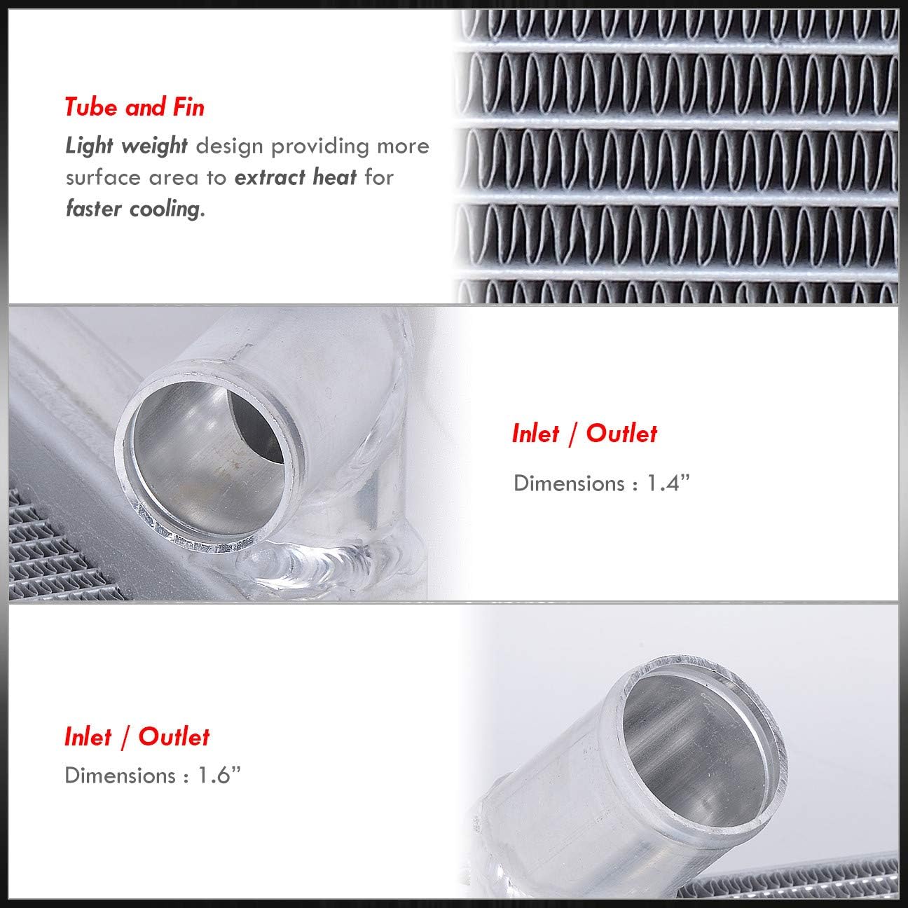 AJP Distributors Tri Core 3-Row Full Aluminum Radiator Engine Motor Cooling Upgrade Compatible/Replacement For Corvette C3 5.7/7.4L Manual Transmission M/T 1973 1974 1975 1976 73 74 75 76