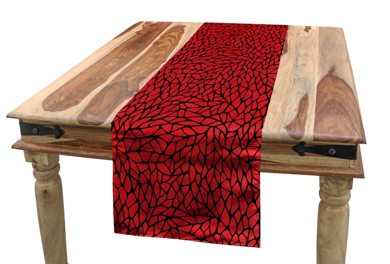 ABAKUHAUS Rojo y Negro Camino de Mesa, Extracto de la Red, Decorativo para el Comedor o Sala de Estar Fácil de Limpiar, 40 x 180 cm, Negro Rojo