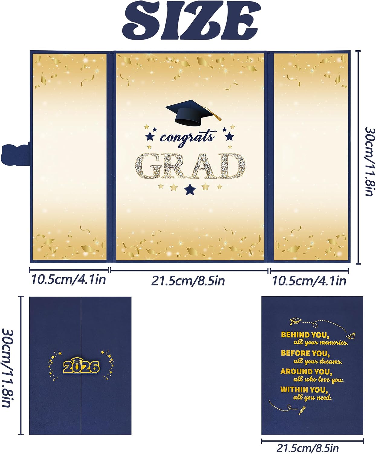 Vlipoeasn 2026 Graduation Guest Book Alternative, Blue Gold Class of 2026 Graduation Party Decorations, Graduation Signature Book for 2026 College High School, Unique Graduation Gifts for Friends image 2