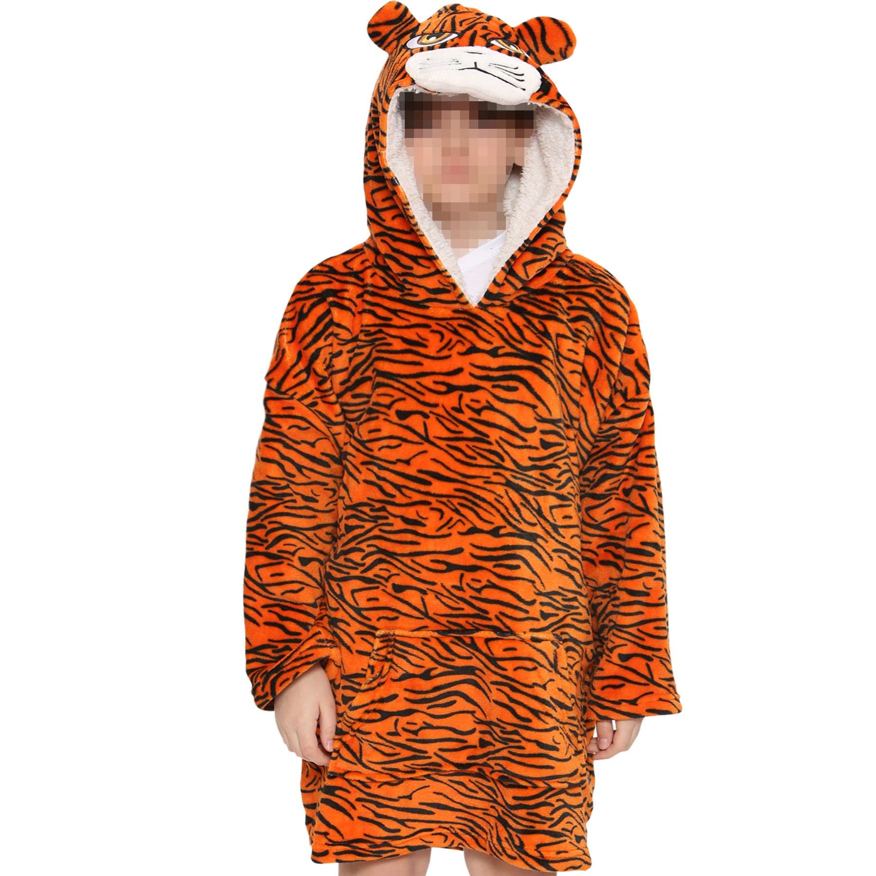A2Z Unisex Mens Ladies Oversized Kangaroo Pocket - Snuggle 950 Tiger Adult One Size