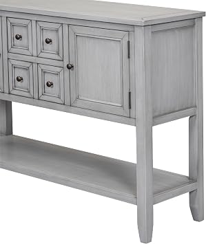 44.5 Modern Farmhouse Buffet Cabinet Entryway Console Table, Antique Gray