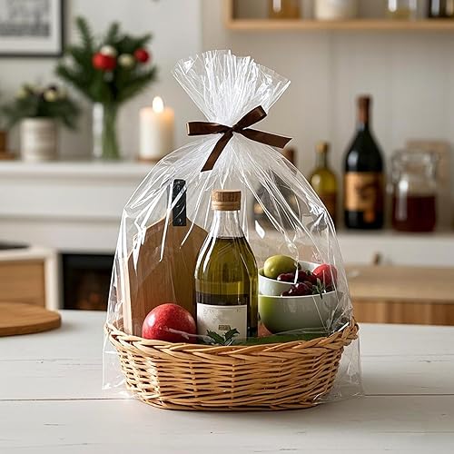 Miniatura 5 de Morepack Bolsas de celofán de 18 x 30 pulgadas para cestas de regalo, bolsas de celofán transparente, 5 piezas