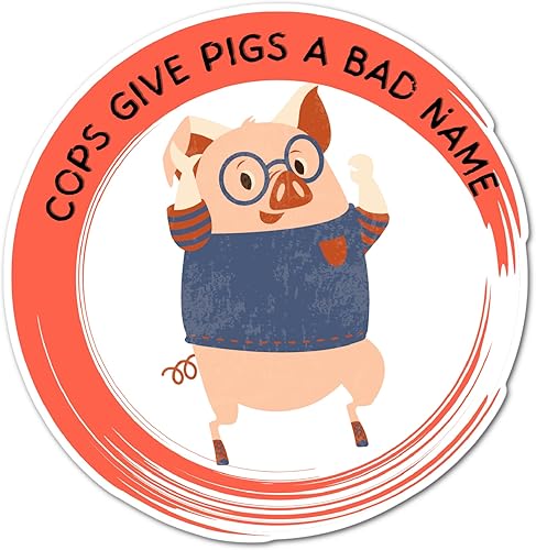 Policías dan a los cerdos un mal nombre divertido danzante cómico pegatina