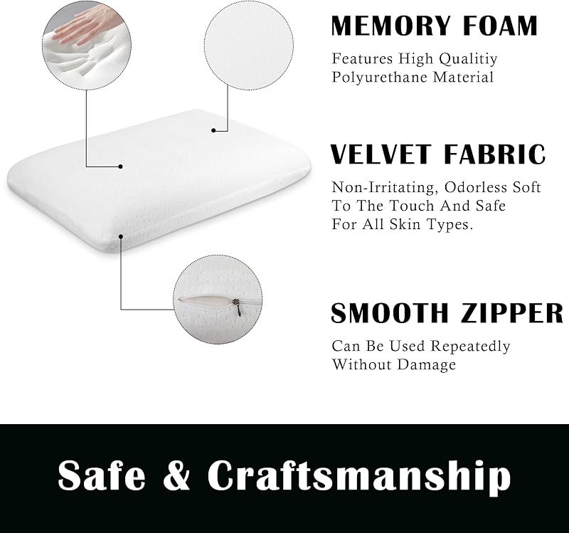 Gosider Memory Foam Párna - Kényelmes Alvópárna Hát- és Oldalt Alvóknak, Levehető Mosható Huzattal, Fehér, 60x40 cm