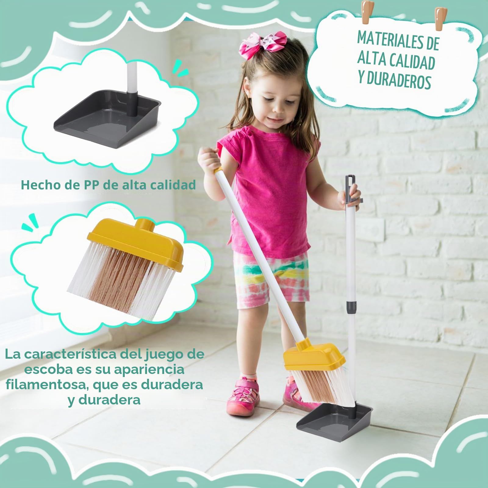 Juego de 14 piezas de limpieza para niños, aspiradora infantil, a partir de 2 años, juego de limpieza para niños con succión y función de sonido (A-14)