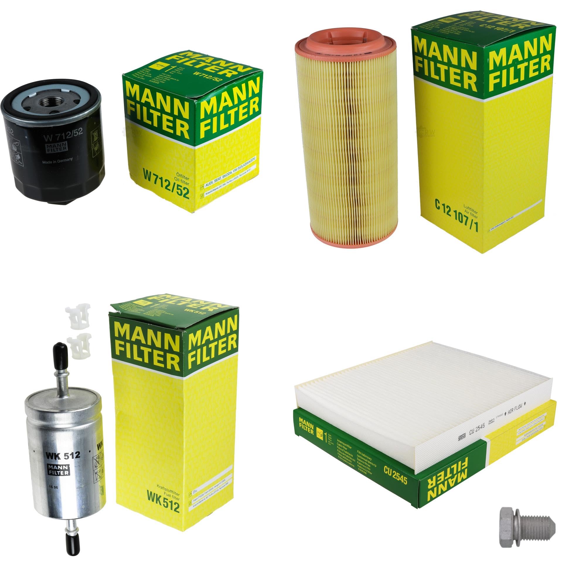 Il kit di ispezione contiene filtro olio, filtro aria, filtro abitacolo, filtro carburante, vite di chiusura per A2 8Z0 1.4 1.6 FSI