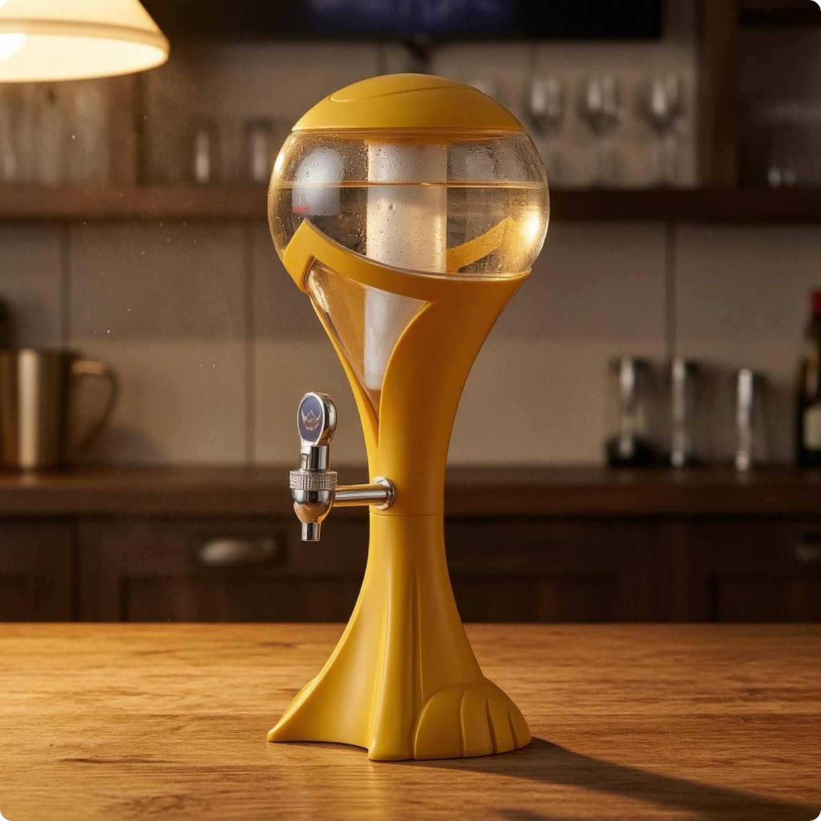 Torre Bevande Luminosa Plastica Distributore Birra su Piedistallo Base Stabile Attrezzatura da Bar, Argento, 1.5L