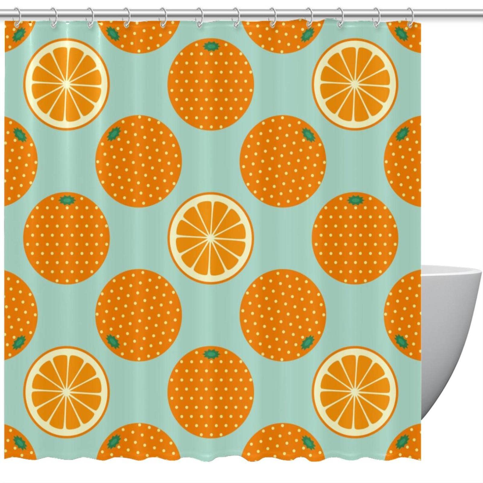 Rideau de douche orange et bleu 183 cm pour une salle de bain vitaminée et moderne
