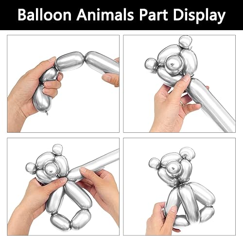 Miniatura 82 de Paquete de 260 globos largos, 100 globos negros de animales torcidos, globos mágicos largos de látex grueso para modelos de animales, Halloween
