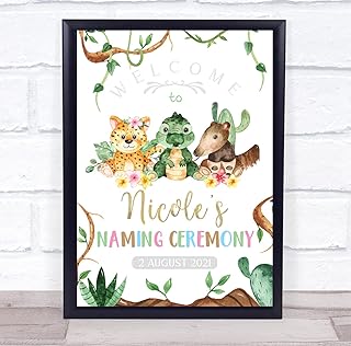Baby Animals Welcome Naming Ceremony Personalized Event Party Decoration Sign
