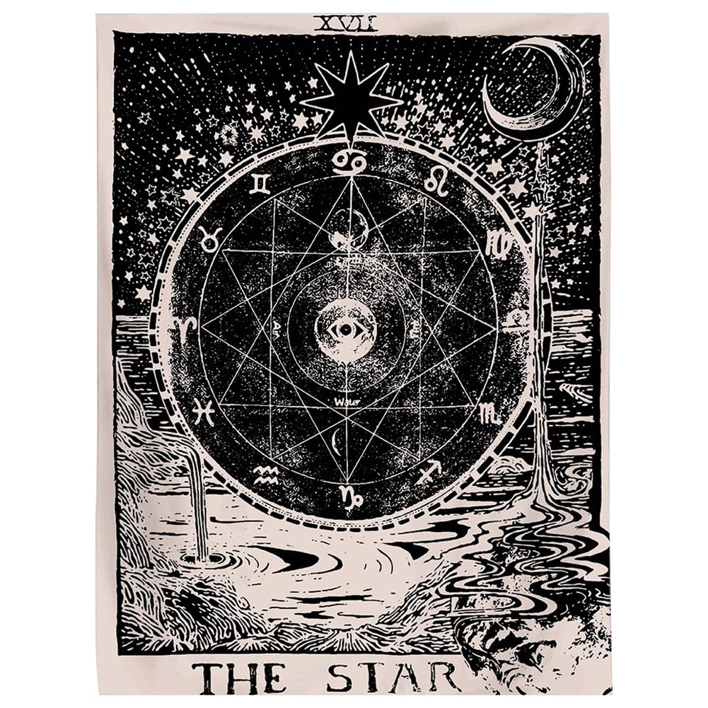 BCTHLBF Tarot Card Wall Tapestry, hanging Zodiac Tapestry Astrology Tapestry Meditation Tapestry Medieval Tarot Decor Wall Tapestry For Bedroom Dorm 130x150cm