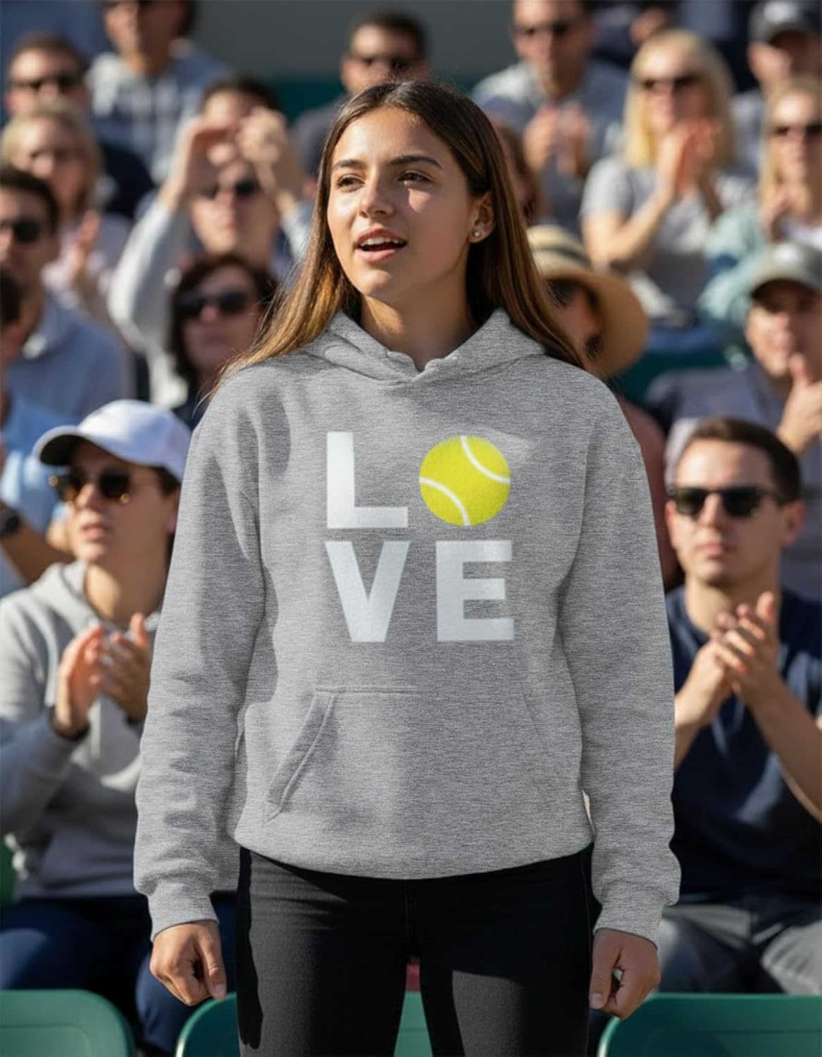 Tstars Love Tennis Hoodie Tennis Gift Idea for Players Coaches & Fans Sporty Hoodies for Women & Teen Girls