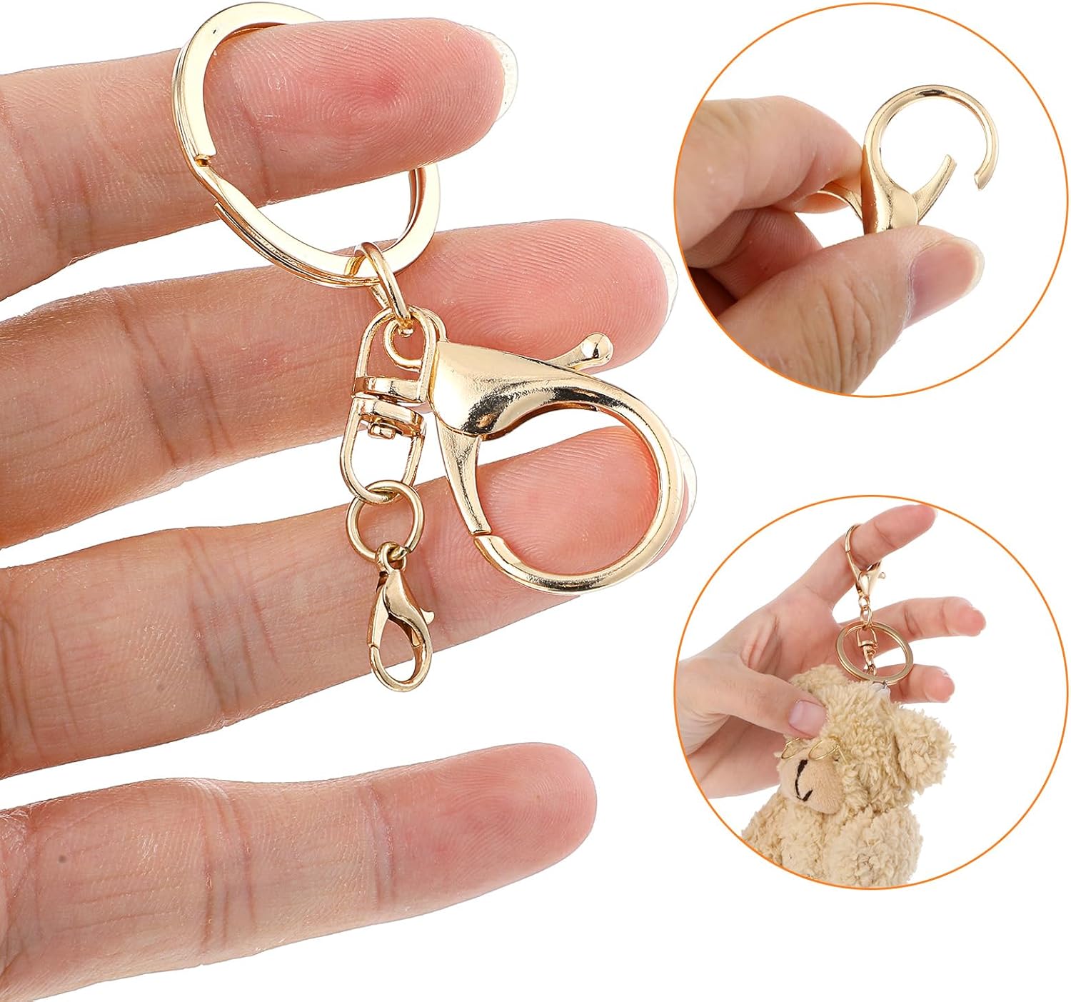 10 Pack Gold Clasps for Keychains Metal Lobster Claw Clasps and Key Rings Large Keychain Clips with Swivel Clip & Flat Split Lobsters Claws Clasp for Jewelry Making DIY Art Craft Silver - Image 4