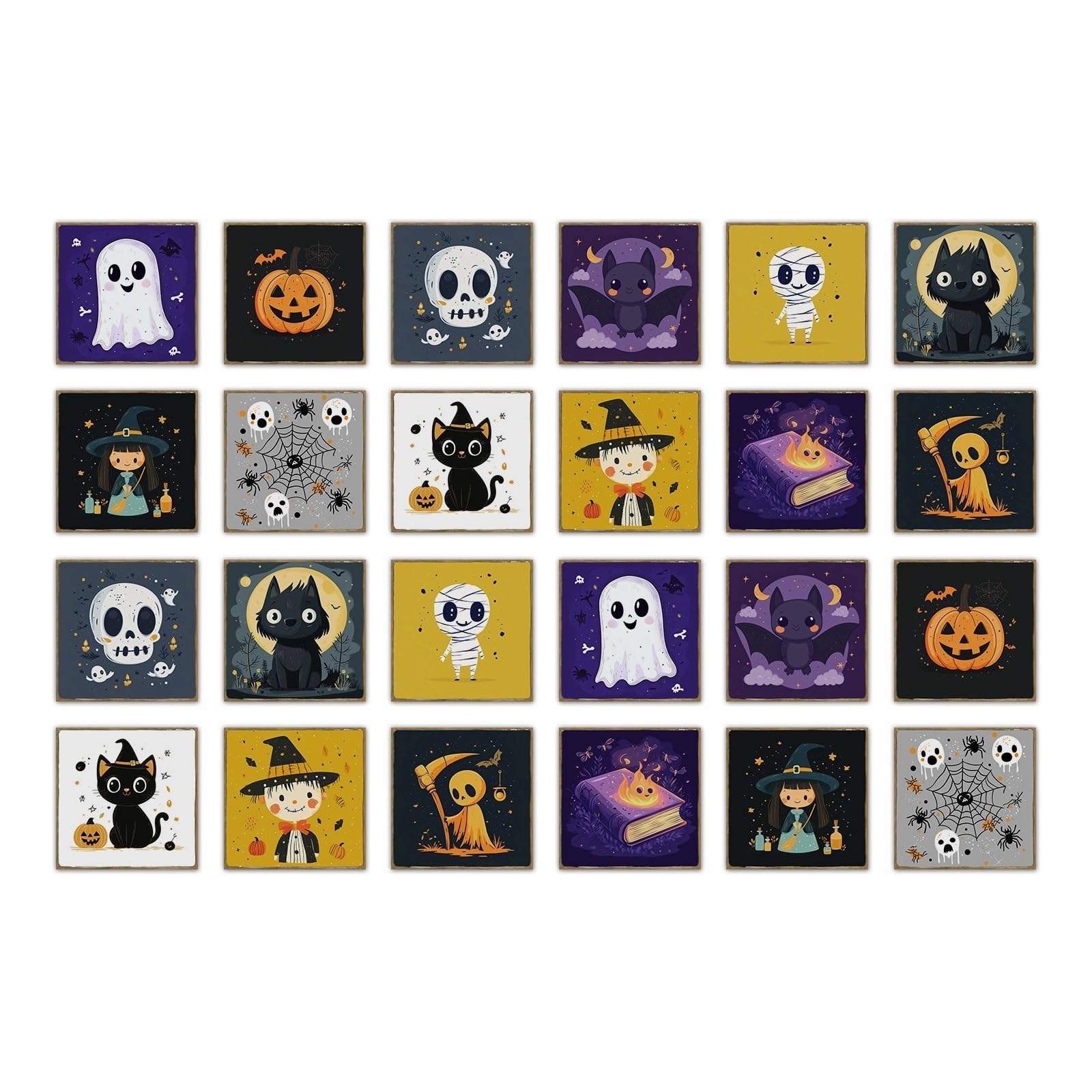 24 pegatinas decorativas de pared de Halloween, autoadhesivas for decoración del hogar, azulejos de cocina a prueba de aceite(NHZ94,15 * 15CM*24PCS)