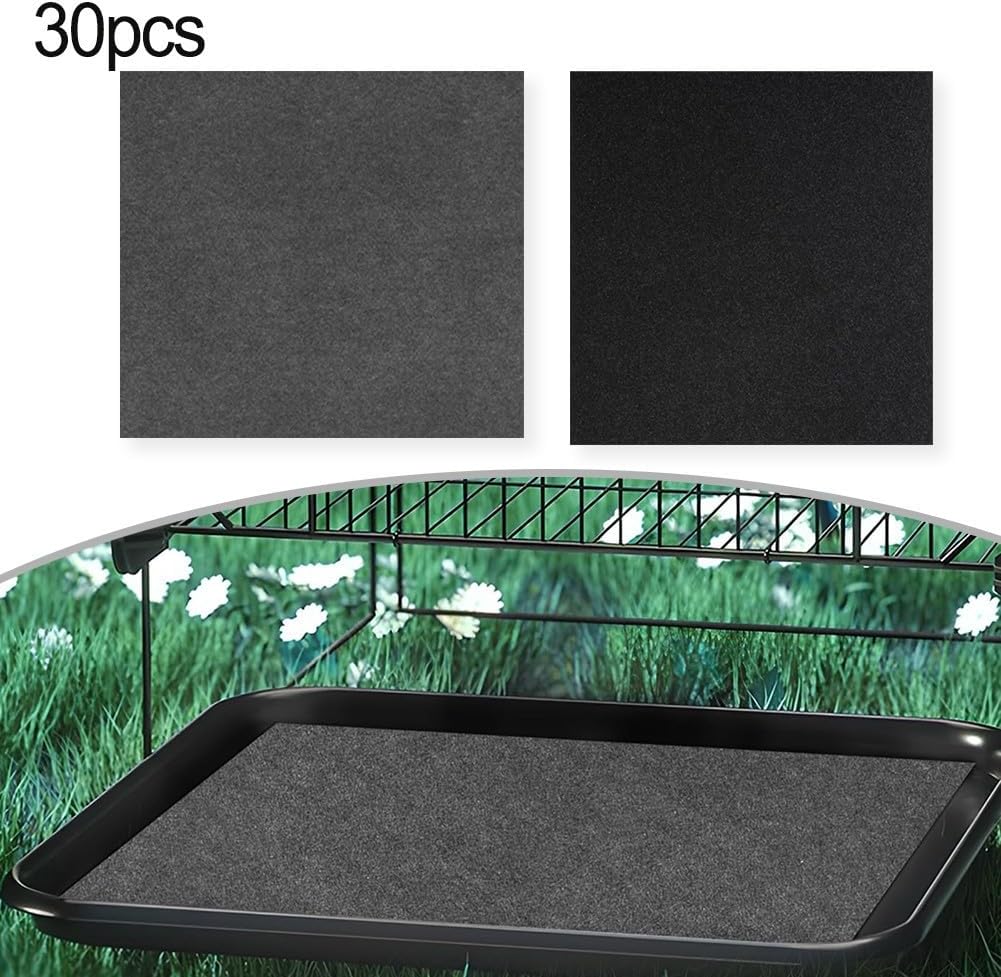 Minhe 30pcs Disposable Bird Cage Liners For Small Pets 1mm Thick Felt Fabric Pads For Parrots, Conures And More(black)