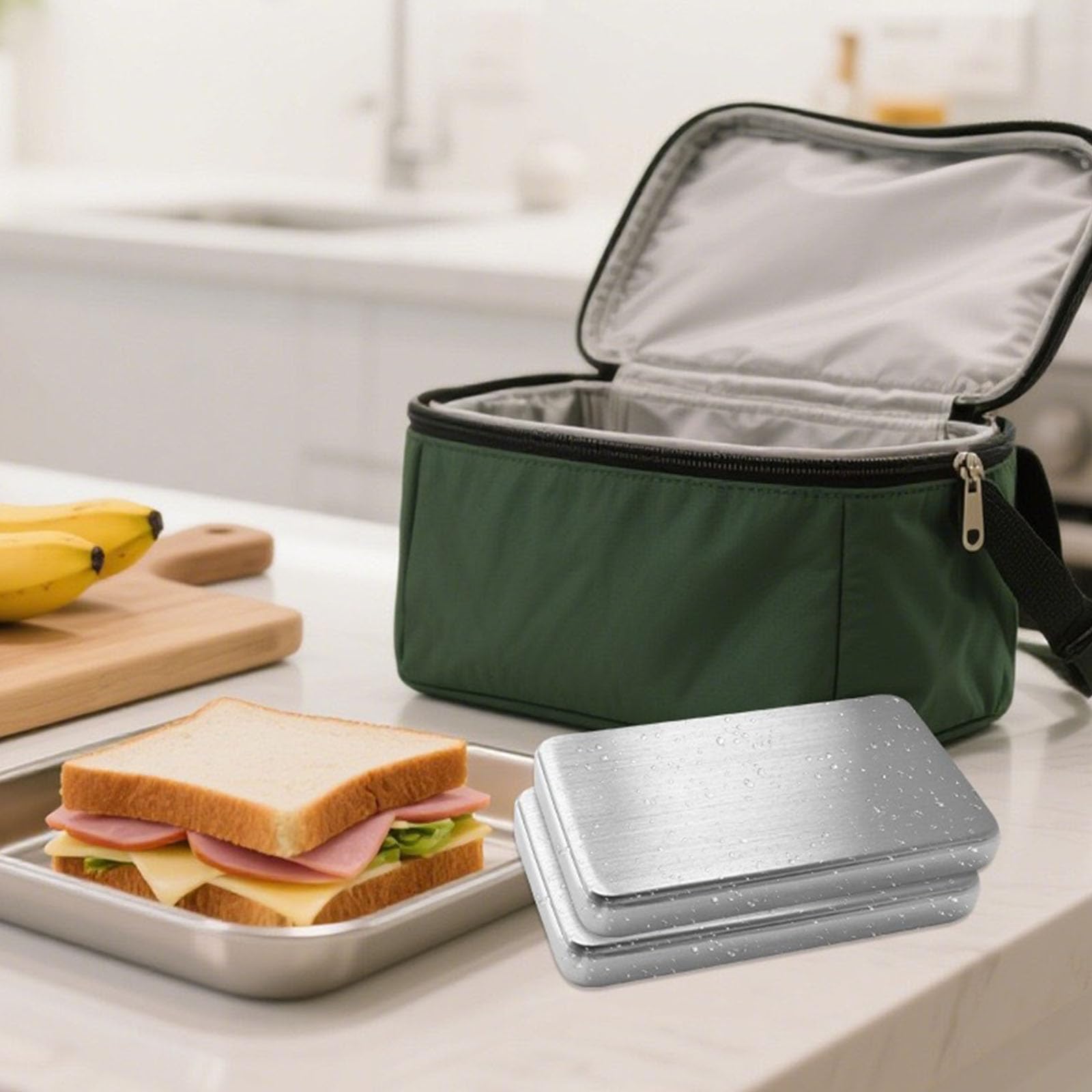 Generisch Edelstahl Lunchbox Eisbeutel, 6, 89 x 4, 53 Zoll, 2er Pack