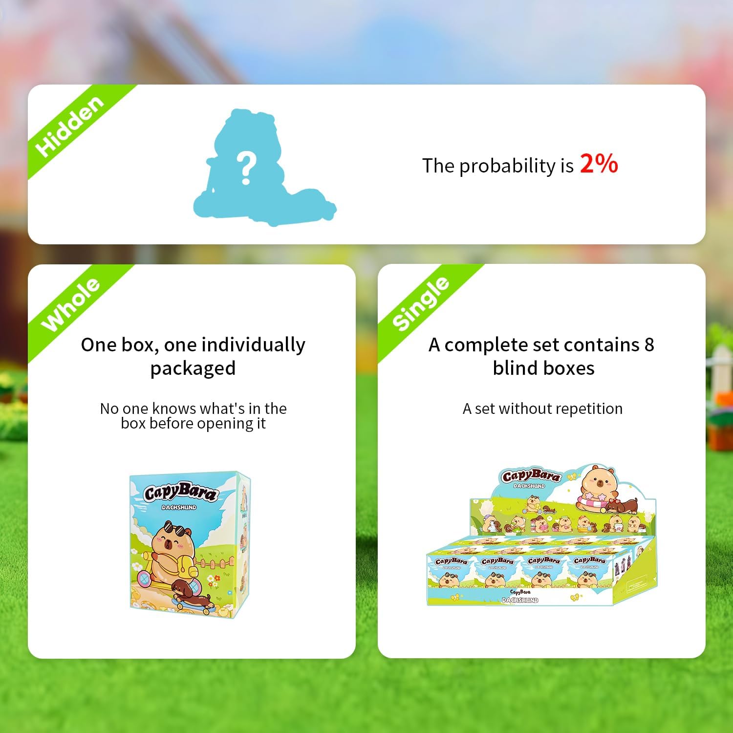2 Pcs Capybara and Dog Friends Series Blind Box Figures, Random Design Action Figures Collectible Toys for Birthday Gift, Home Decorations, Single Box