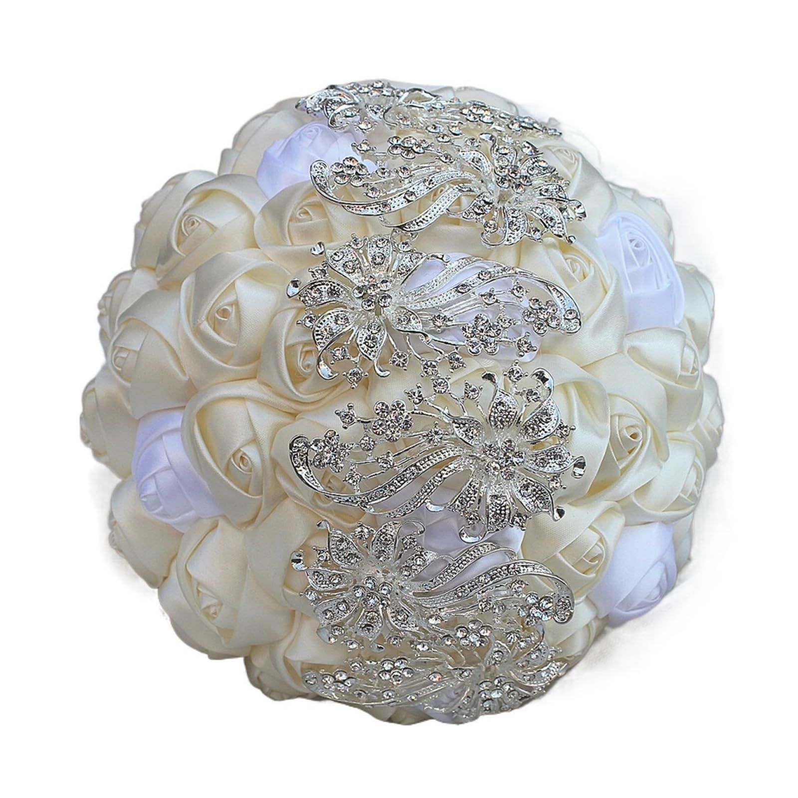 DAVBIR 100% bukiet ślubny kość słoniowa kremowy kwiat diamentowa broszka bukiet ślubny kryształowe ściegiem bukiety perfection (Color : 18cm choose color)