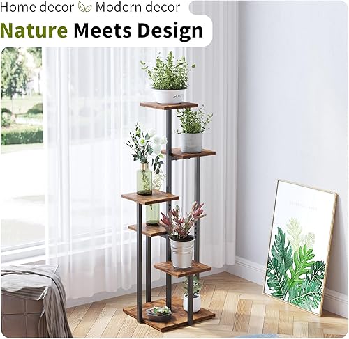Miniatura 2 de VonDream Soporte de 5 niveles para plantas de interior, soportes para plantas de interior múltiples, soporte de flores de esquina para sala de