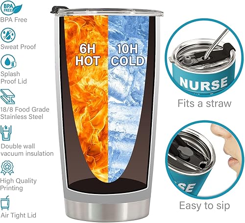 Miniatura 5 de Pawfect House Regalos para el día de la madre para enfermeras, vaso de café de viaje de acero inoxidable de 20 onzas, regalos para esposa del