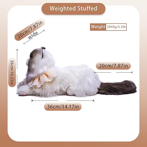 Miniatura 6 de Chongker Animales de peluche con peso  Animal de peluche realista suave y tierno con detalles realistas para niños y amantes de los gatos, peso de